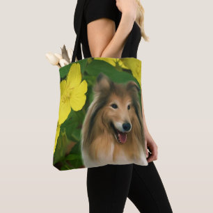 Sable Collie Yellow Primrose Dog Art Draagtas