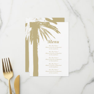 Sable couleur palmier plage menu mariage modèle