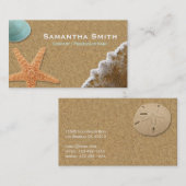 Sable de plage et carte de visite de coquilles (Devant / Derrière)