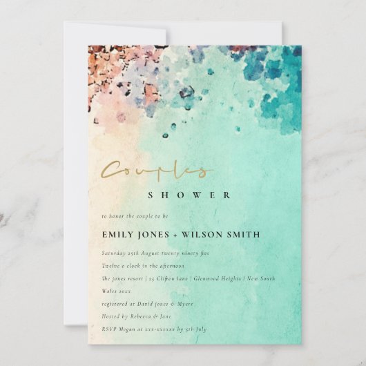 SABLE DE PLAGE ROCK EAU COUPLE DOUCHE INVITATION (Devant)