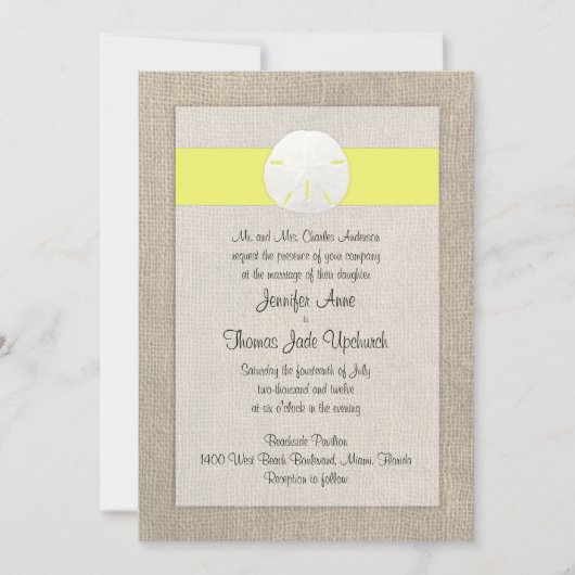 Sable Dollar Beach Invitation de mariage - Jaune (Devant)