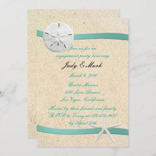 Sable Dollar Beach Mariage Engagement Invitation (Devant / Derrière)