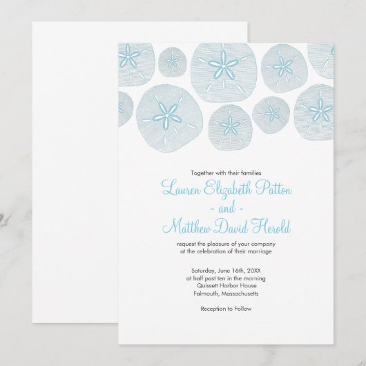 Sable Dollar Beach Mariage Invitation (Devant / Derrière)