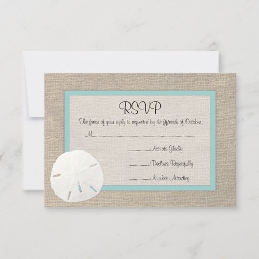 Sable Dollar Beach Wedding Carte RSVP (Devant)