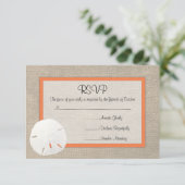 Sable Dollar Beach Wedding Carte RSVP - Orange (Debout devant)