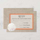 Sable Dollar Beach Wedding Carte RSVP - Orange (Devant / Derrière)