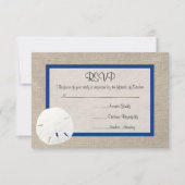 Sable Dollar Beach Wedding Carte RSVP - Peacock Bl (Devant)