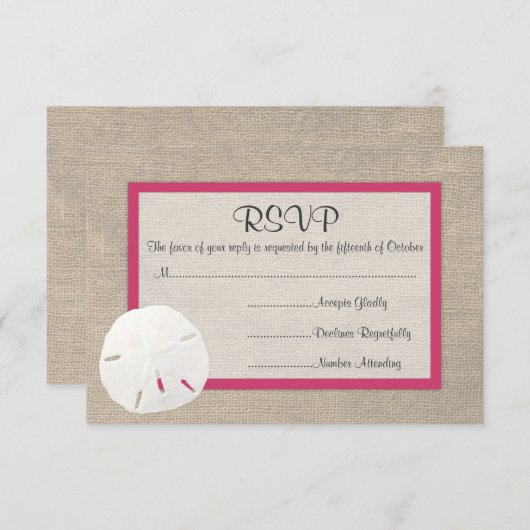 Sable Dollar Beach Wedding Carte RSVP - Watermelon (Devant / Derrière)