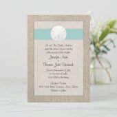 Sable Dollar Beach Wedding Invitation - Turquoise (Debout devant)
