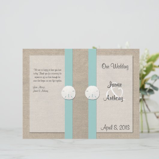 Sable Dollar Beach Wedding Programme - Turquoise (Debout devant)