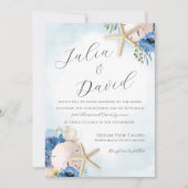 Sable Dollar Blue Floral Beach Mariage Invitation (Devant)
