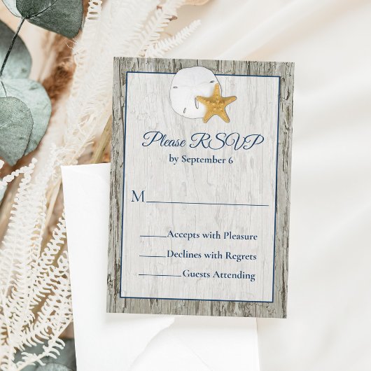 Sable Dollar Mariage Rustic Beach Driftwood RSVP