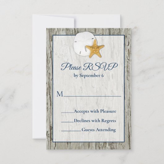 Sable Dollar Mariage Rustic Beach Driftwood RSVP (Devant)