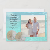 Sable Dollar Mariage Turquoise Eau Carte de remerc (Devant)