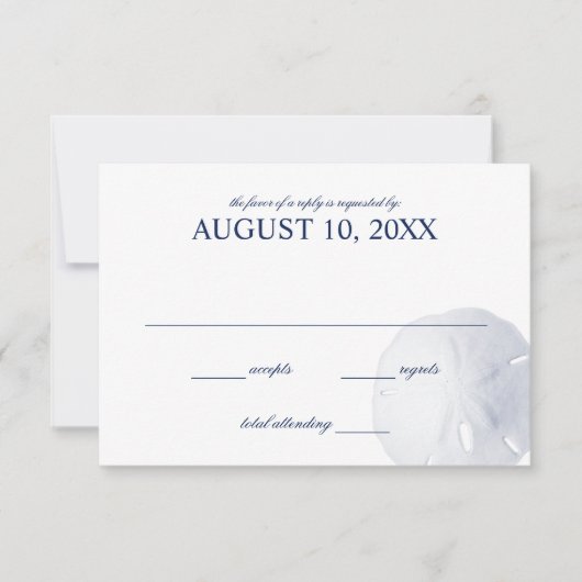 Sable Dollar Marine Blue Wedding RSVP (Devant)