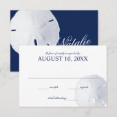 Sable Dollar Marine Blue Wedding RSVP (Devant / Derrière)