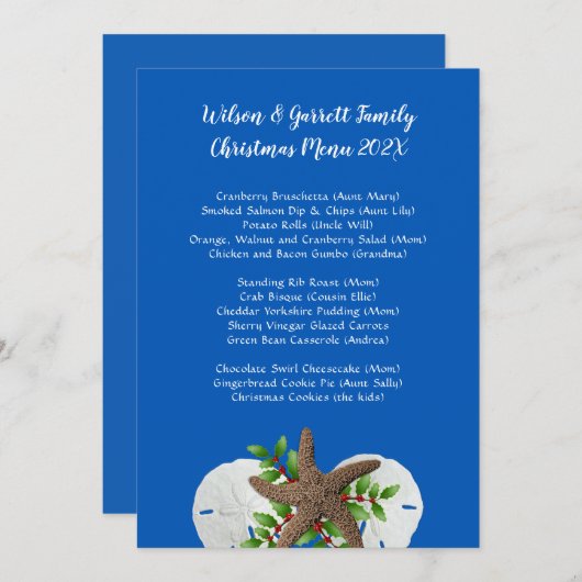 Sable Dollar Noël Famille Dîner Menu Modèle (Devant / Derrière)