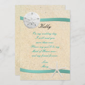 Sable Dollar Plage Mariage Carte D'Honneur (Devant / Derrière)