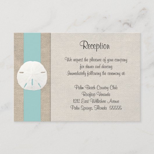 Sable Dollar Plage Mariage Réception Invitation vo (Devant)