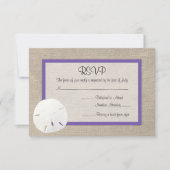 Sable Dollar Plage Mariage RSVP carte violet (Devant)