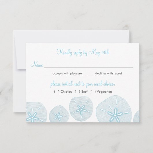 Sable Dollar Plage Mariage RSVP choix de repas (Devant)