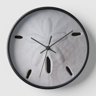 Sable dollar plage noir et blanc été Horloge
