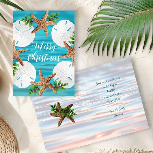 Sable Dollars Starfish Plage Noël Cartes pliées