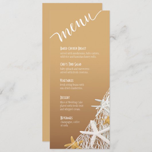 Sable du menu | de mariage de plage de fabrication (Devant / Derrière)