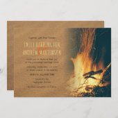 Sable et feu Bonfire Plage Mariage Invitations (Devant / Derrière)