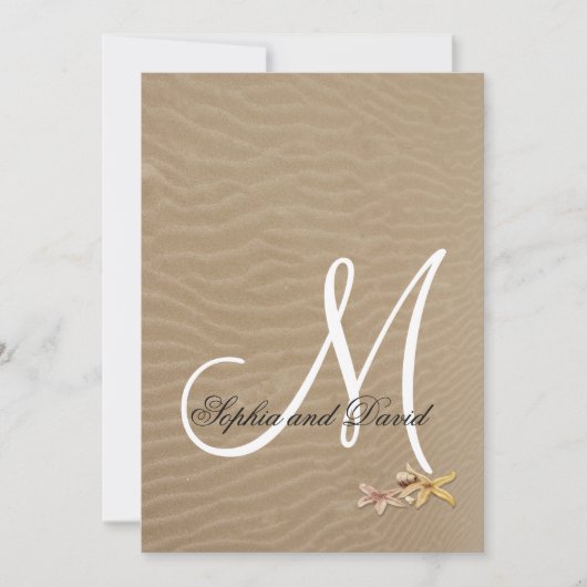 Sable et Starfish Plage Mariage Invitation (Devant)