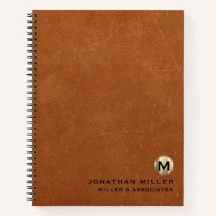 Sable Leather Luxury Gold Initiaal Logo Notitieboek