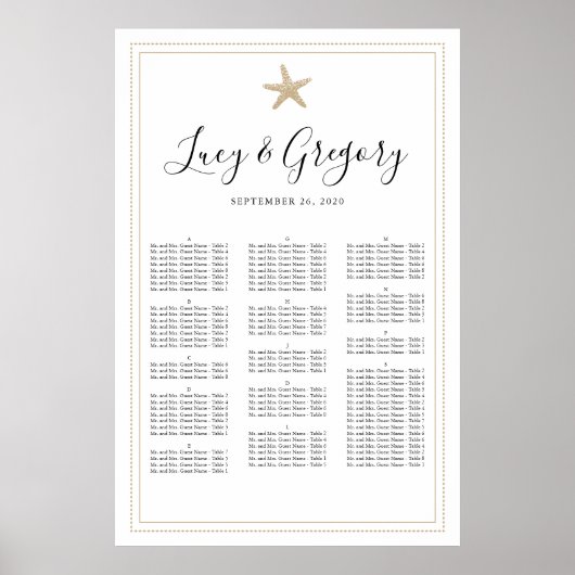 Sable Mariage de poisson Starfish Tableau de siège (Devant)