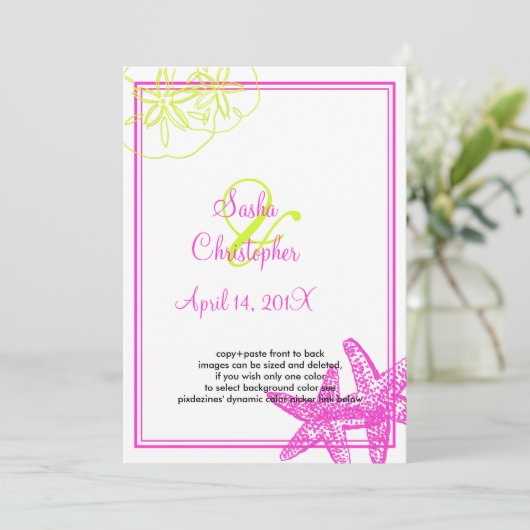 Sable+Mer/citron vert+fuschia/ Invitations de mari (Debout devant)