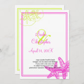 Sable+Mer/citron vert+fuschia/ Invitations de mari (Devant / Derrière)
