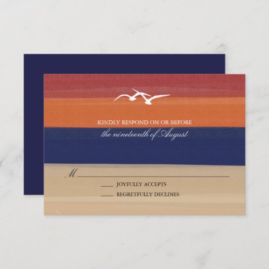 Sable, mer et mouettes | Mariage Peint Océan RSVP (Devant / Derrière)