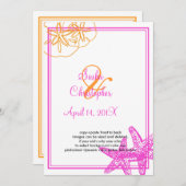 Sable+Mer/orange+fuschia/ Invitations de mariage (Devant / Derrière)