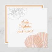 Sable+Mer/rose+orange/ Mariages Invitations (Devant / Derrière)