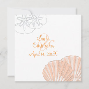 Sable+Mer/rose+orange/ Mariages Invitations