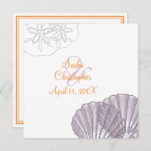 Sable+Mer/violet+Orange/ Mariage Invitations (Devant / Derrière)
