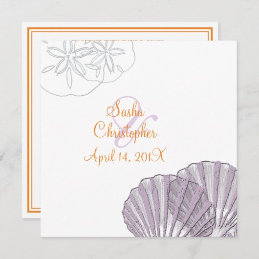 Sable+Mer/violet+Orange/ Mariage Invitations (Devant / Derrière)