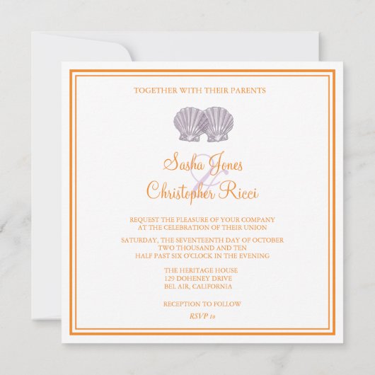 Sable+Mer/violet+Orange/ Mariage Invitations (Dos)