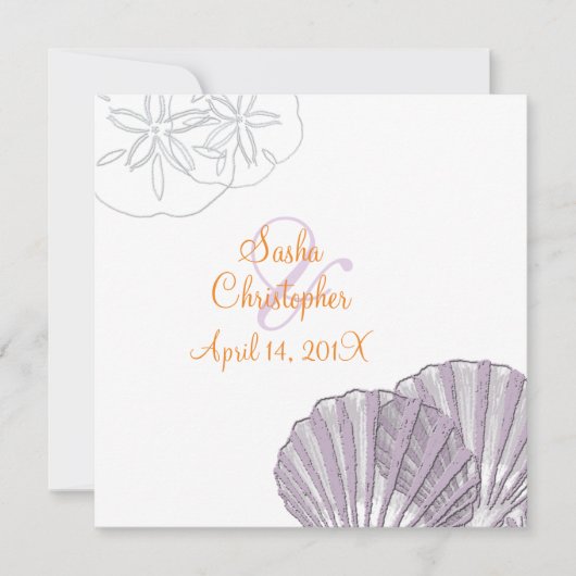Sable+Mer/violet+Orange/ Mariage Invitations (Devant)