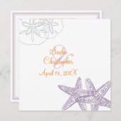 Sable+Mer/violet+Orange/ Mariage Invitations (Devant / Derrière)