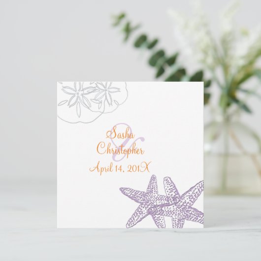 Sable+Mer/violet+Orange/ Mariage Invitations (Debout devant)