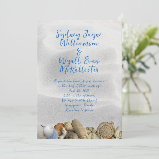 Sable n Coques Simple Mariage Ceremony Invitations (Debout devant)