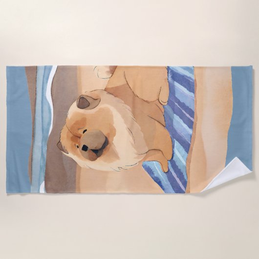 SABLE N'SEA Chow Chow chien serviette de plage (Devant)