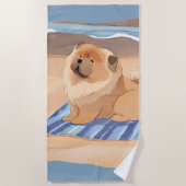 SABLE N'SEA Chow Chow chien serviette de plage (Devant)