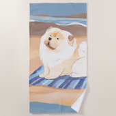 SABLE N'SEA Cream Chow Chow chien serviette de pla (Devant)