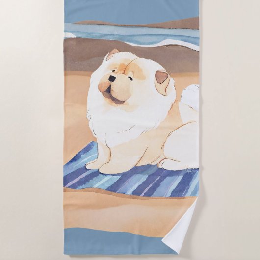 SABLE N'SEA Cream Chow Chow chien serviette de pla
