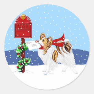 Sable Papillon Christmas Mail Ronde Sticker
